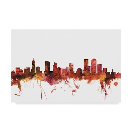 Michael Tompsett 'Denver Colorado Skyline Red' Canvas Art,22x32